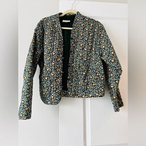 Floral Patterned Jacket - Green and Orange